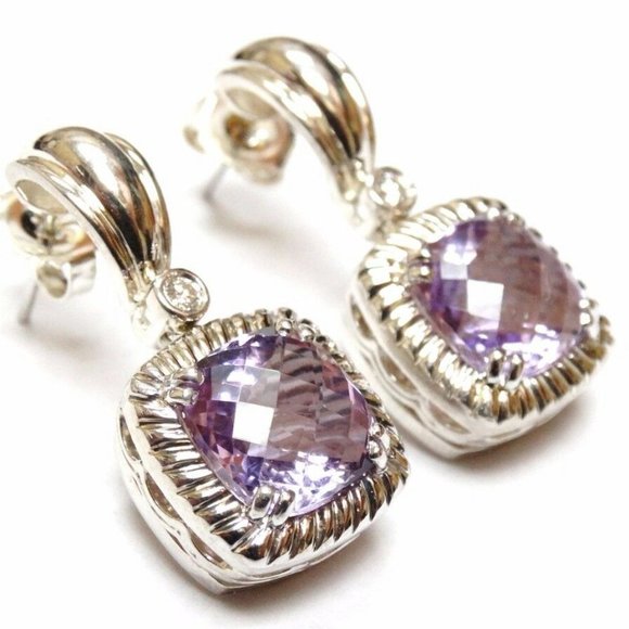 CHARLES KRYPELL .925 14K Gold Amethyst Dia Earring - Picture 6 of 6